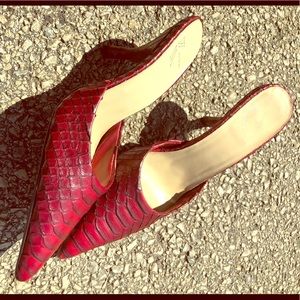 Genuine leather slide on heels